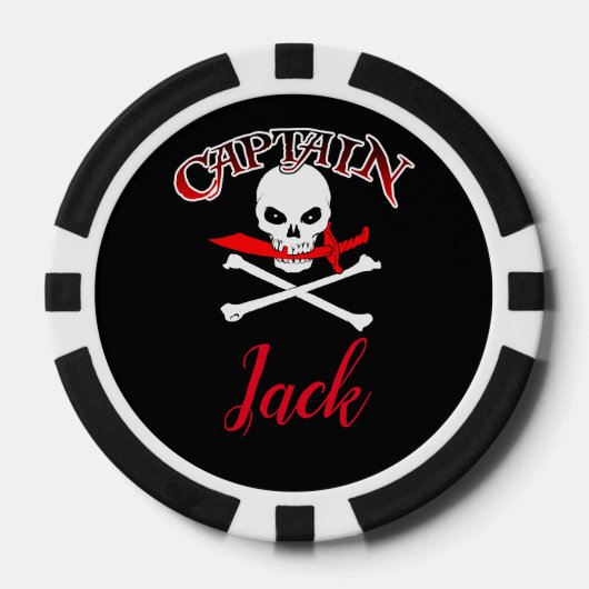 Gepersonaliseerde Jolly Roger (Cutlass) Poker Chips (Voorkant)