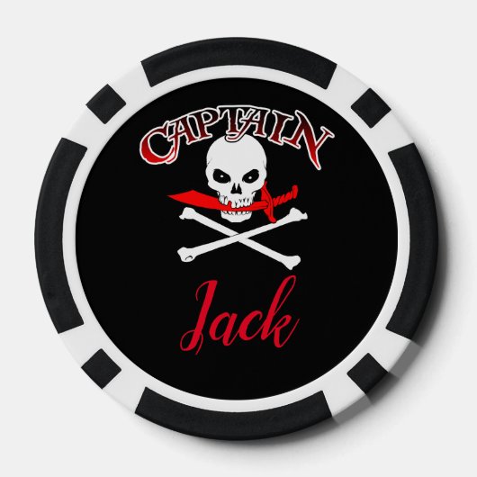 Gepersonaliseerde Jolly Roger (Cutlass) Poker Chips (Achterkant)