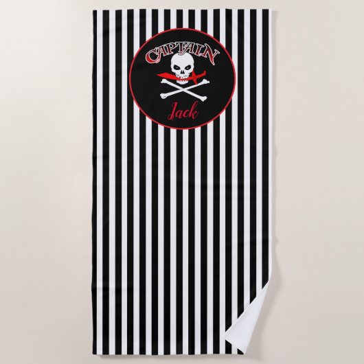 Gepersonaliseerde Jolly Roger (Cutlass) Strandlaken (Voorkant)