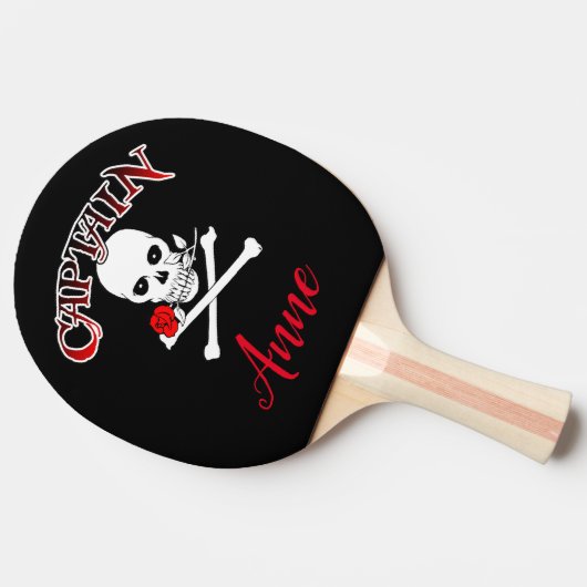 Gepersonaliseerde Jolly Roger (Roos) Ping Pong Pad Tafeltennisbatje (Zijkant)