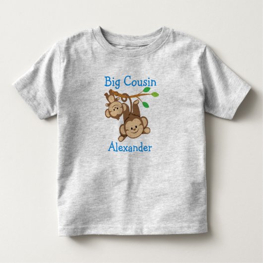 Gepersonaliseerde Jongen Apen Grote Neef Kinder Shirts (Voorkant)