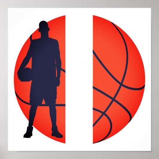 Gepersonaliseerde jongen Basketball Split Monogram Poster (Voorkant)