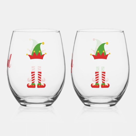Gepersonaliseerde jongen en meisje elf wijnglas zonder voet (Achterkant)
