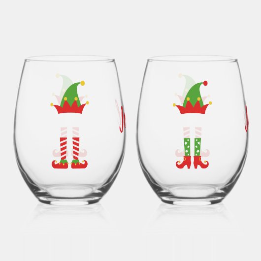 Gepersonaliseerde jongen en meisje elf wijnglas zonder voet (Voorkant)