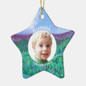 Gepersonaliseerde Jongen Kerstmis Dinosaurus Foto  Keramisch Ornament (Links)