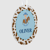 Gepersonaliseerde jongen kerstversiering cowboy ornament (voorkant)