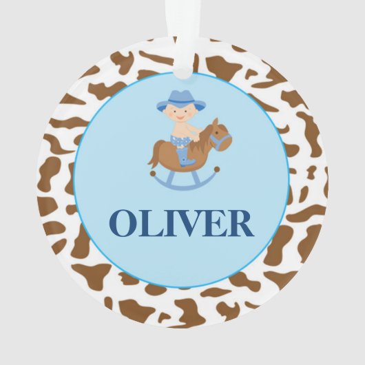 Gepersonaliseerde jongen kerstversiering cowboy ornament (achterkant)