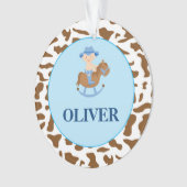 Gepersonaliseerde jongen kerstversiering cowboy ornament (voorkant)