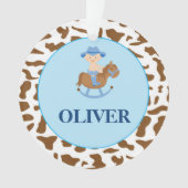 Gepersonaliseerde jongen kerstversiering cowboy ornament (voorkant)