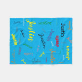 Gepersonaliseerde jongen Naam Monogram Blue Cute Fleece Deken (Voorkant (Horizontaal))