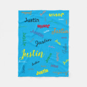 Gepersonaliseerde jongen Naam Monogram Blue Cute Fleece Deken (Voorkant)