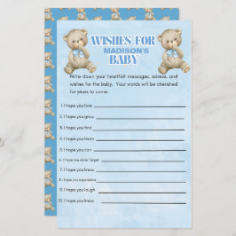 Gepersonaliseerde jongens Beer Baby shower spel