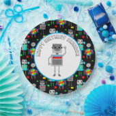 Gepersonaliseerde jongen's Birthday Robot Papieren Bordje (Feest)