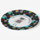 Gepersonaliseerde jongen's Birthday Robot Papieren Bordje (Gekanteld)