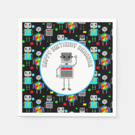 Gepersonaliseerde jongen's Birthday Robot Servet