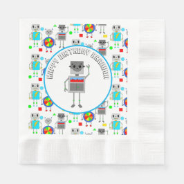 Gepersonaliseerde jongen's Birthday Robot Servet