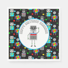 Gepersonaliseerde jongen's Birthday Robot Servet