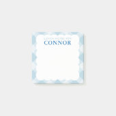Gepersonaliseerde JONGENS Blue Gingham Check Lunch Post-it® Notes (Voorkant)