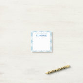 Gepersonaliseerde JONGENS Blue Gingham Check Lunch Post-it® Notes (Op bureau)