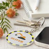 Gepersonaliseerde Jongens Bouw Diggers Keyring Sleutelhanger (Voorkant Rechts)