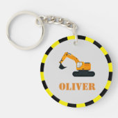 Gepersonaliseerde Jongens Bouw Diggers Keyring Sleutelhanger (Voorkant)