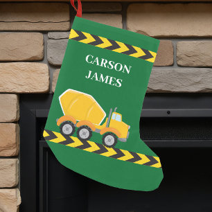 Gepersonaliseerde Jongens Cement Mixer Truck Groen Kleine Kerstsok