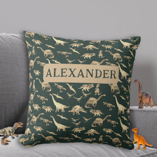 Gepersonaliseerde Jongens Dinosaurus Groen Kussen