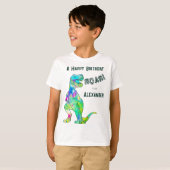 Gepersonaliseerde Jongens Dinosaurus T-Rex Verjaar T-shirt (Voorkant volledig)