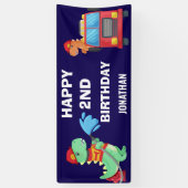 Gepersonaliseerde Jongens Dinosaurus Verjaardagsfe Spandoek (Verticaal)