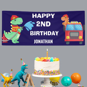 Gepersonaliseerde Jongens Dinosaurus Verjaardagsfe Spandoek