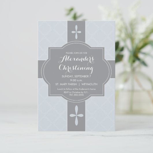 Gepersonaliseerde Jongens Doop, Uitnodiging voor d (Staand voorkant)