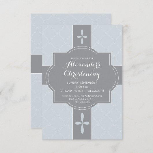 Gepersonaliseerde Jongens Doop, Uitnodiging voor d (Voorkant / Achterkant)