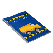 Gepersonaliseerde Jongens Dump Truck Blauw Kinder Notitieboek (Rechterzijde)