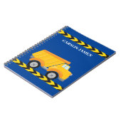 Gepersonaliseerde Jongens Dump Truck Blauw Kinder Notitieboek (Linkerzijde)