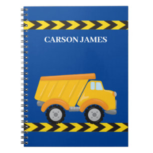 Gepersonaliseerde Jongens Dump Truck Blauw Kinder Notitieboek