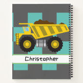 Gepersonaliseerde Jongens Dump Truck Kinder School Notitieboek (Achterkant)
