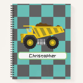 Gepersonaliseerde Jongens Dump Truck Kinder School Notitieboek