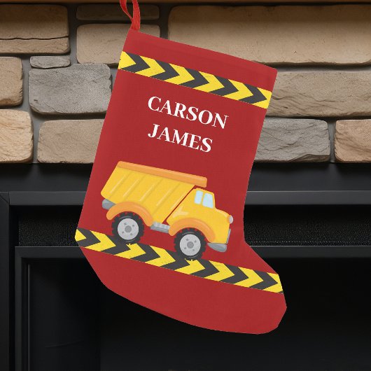 Gepersonaliseerde Jongens Dump Truck Rode Kinderen Kleine Kerstsok