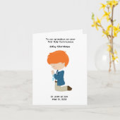 Gepersonaliseerde jongens Eerste Heilige Communie Kaart (Gele Bloem)