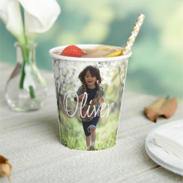 Gepersonaliseerde jongens foto verjaardag schattig papieren bekers