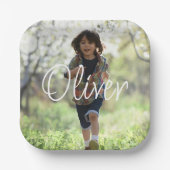 Gepersonaliseerde jongens foto verjaardag schattig papieren bordje (Voorkant)