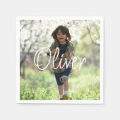 Gepersonaliseerde jongens foto verjaardag schattig servet (Voorkant)