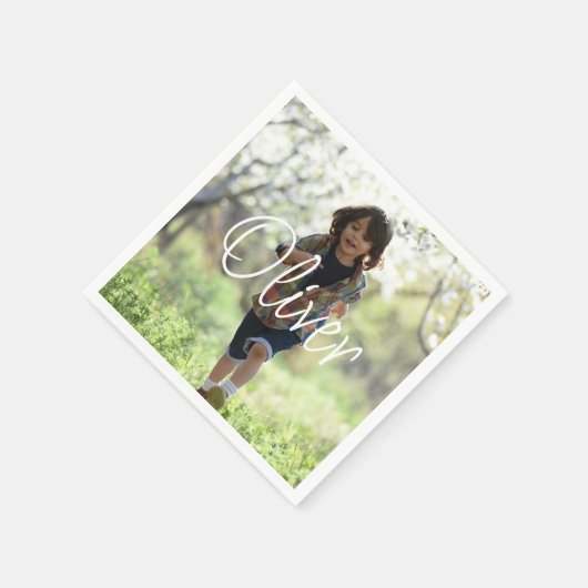 Gepersonaliseerde jongens foto verjaardag schattig servet (Hoek)