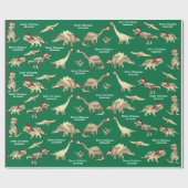 Gepersonaliseerde Jongens Naam Dinosaurus Kerstmis Cadeaupapier (Vlak)