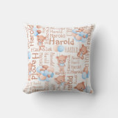 Gepersonaliseerde jongens naam teddy beer collage  kussen (Voorkant)