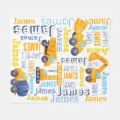Gepersonaliseerde jongens noemen bouwtrucks collag fleece deken (Voorkant (Horizontaal))