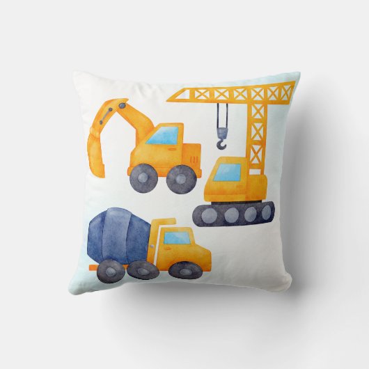 Gepersonaliseerde jongens noemen bouwtrucks collag kussen (Achterkant)