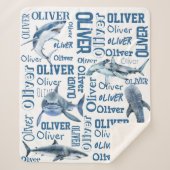 Gepersonaliseerde jongens noemen deken met haaien (Voorkant)