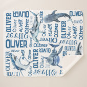 Gepersonaliseerde jongens noemen deken met haaien (Voorkant (horizontaal))