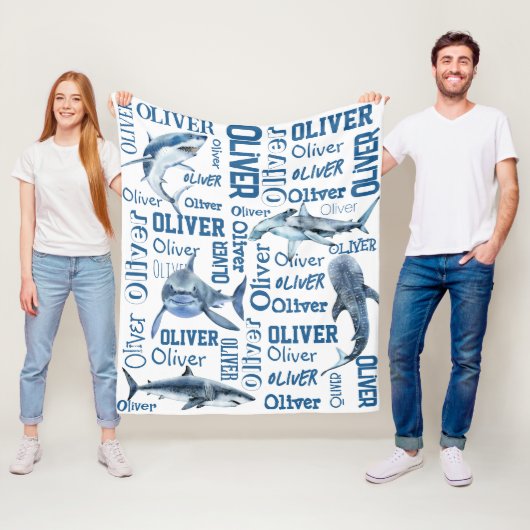 Gepersonaliseerde jongens noemen deken met haaien (In situ)
